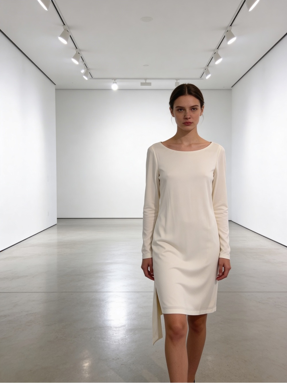 Calvin Klein Cream Long-Sleeve Shift Dress - New W/O Tag